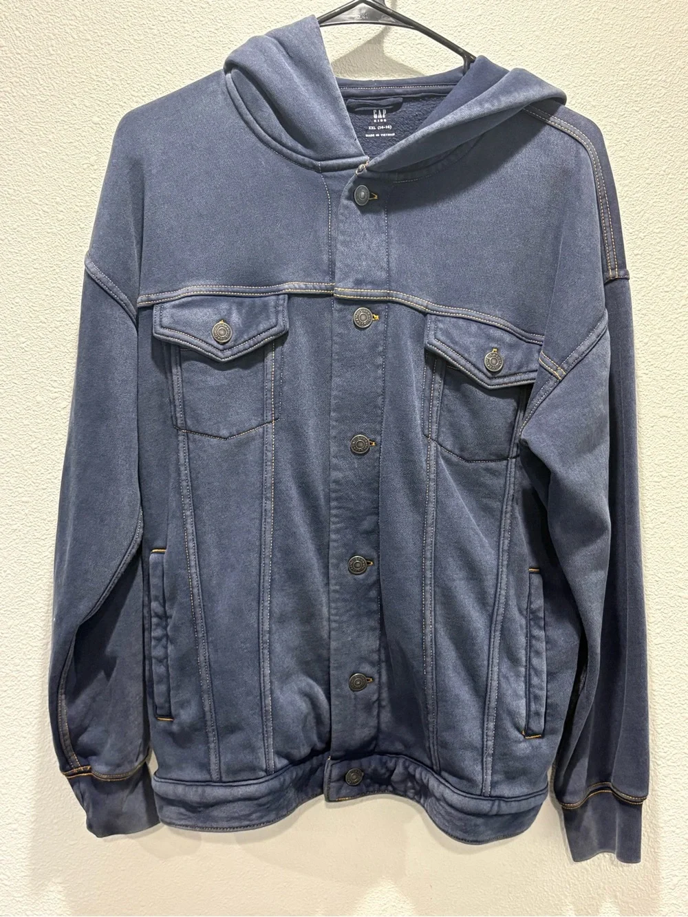 Boys Gap Hooded Denim Jacket - Blue Size: XXL (14-6)
